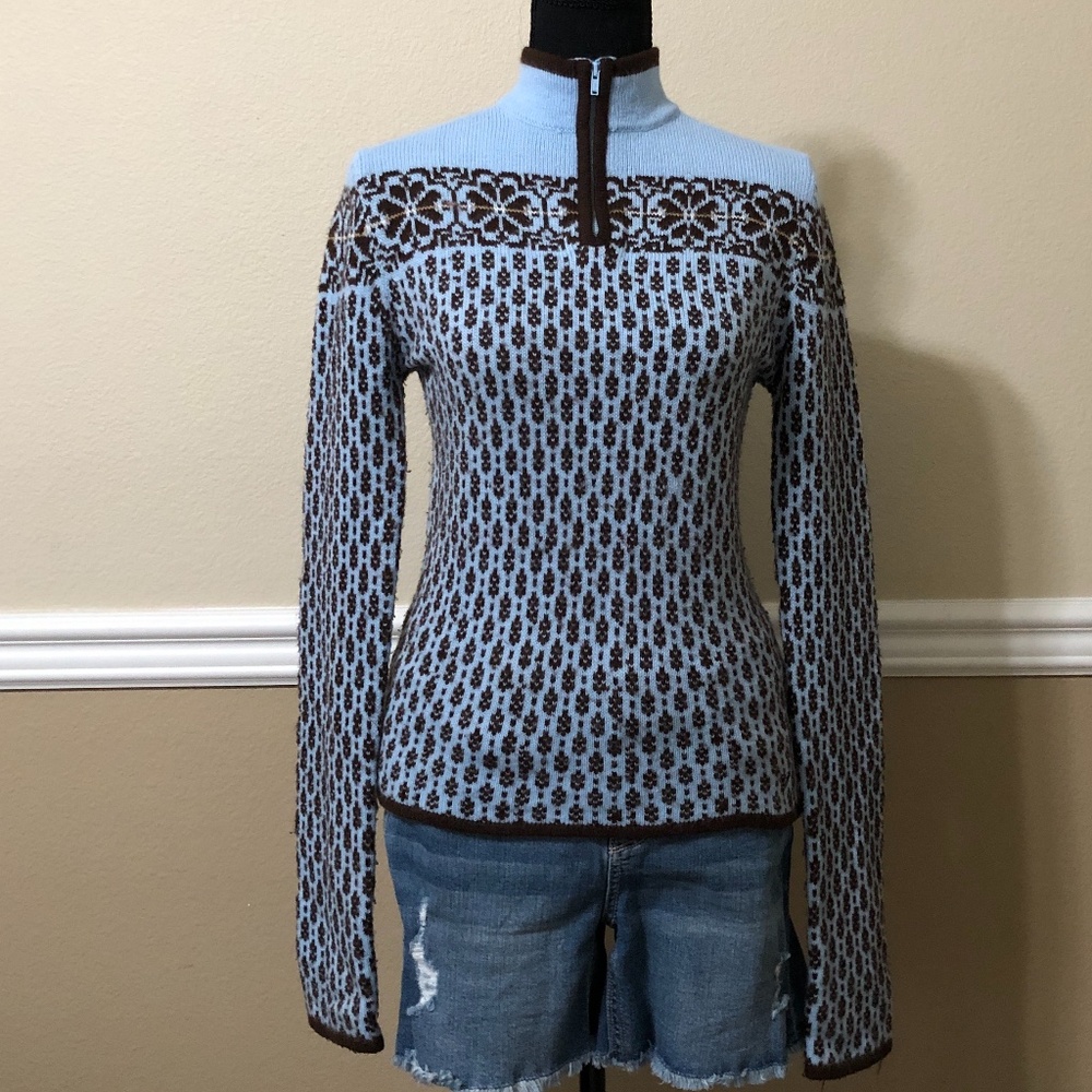 Roxy Baby Blue & Brown Winter Sweater